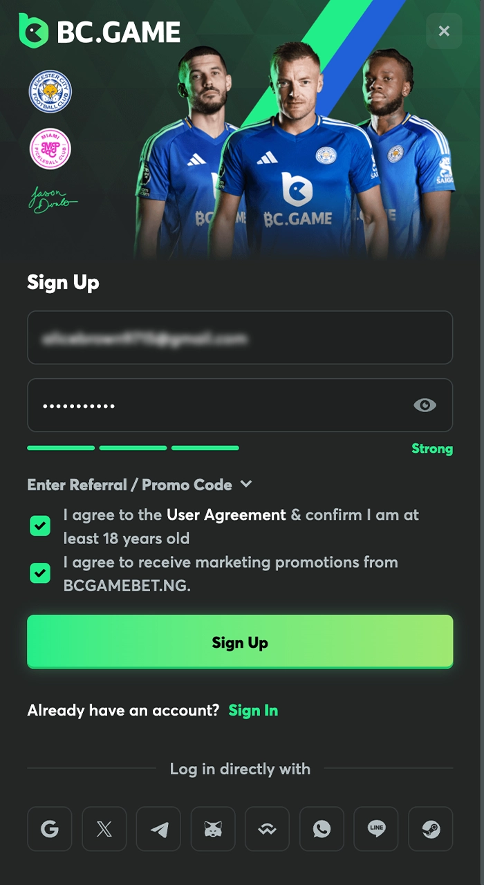Find out how to register at BC Game.