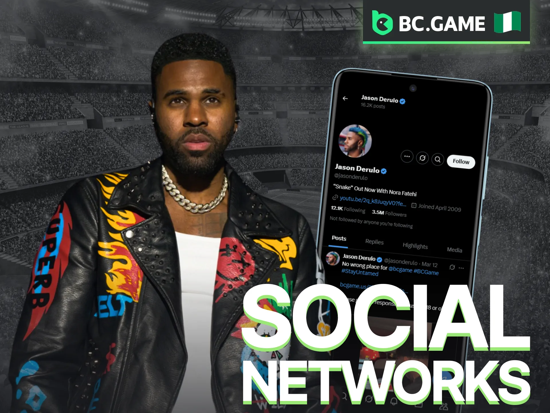 Follow Jason Derulo via official BC Game social media channels.