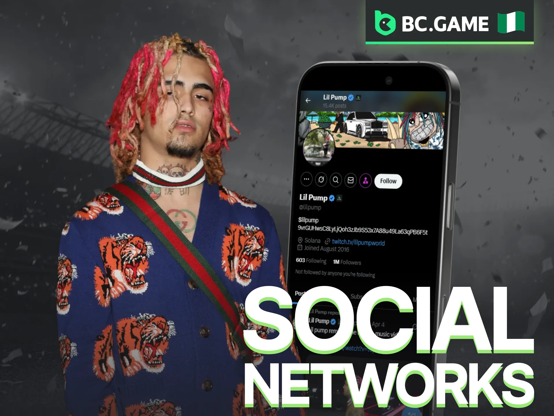 Stay updated by following Lil Pump on BC Game’s official social channels.