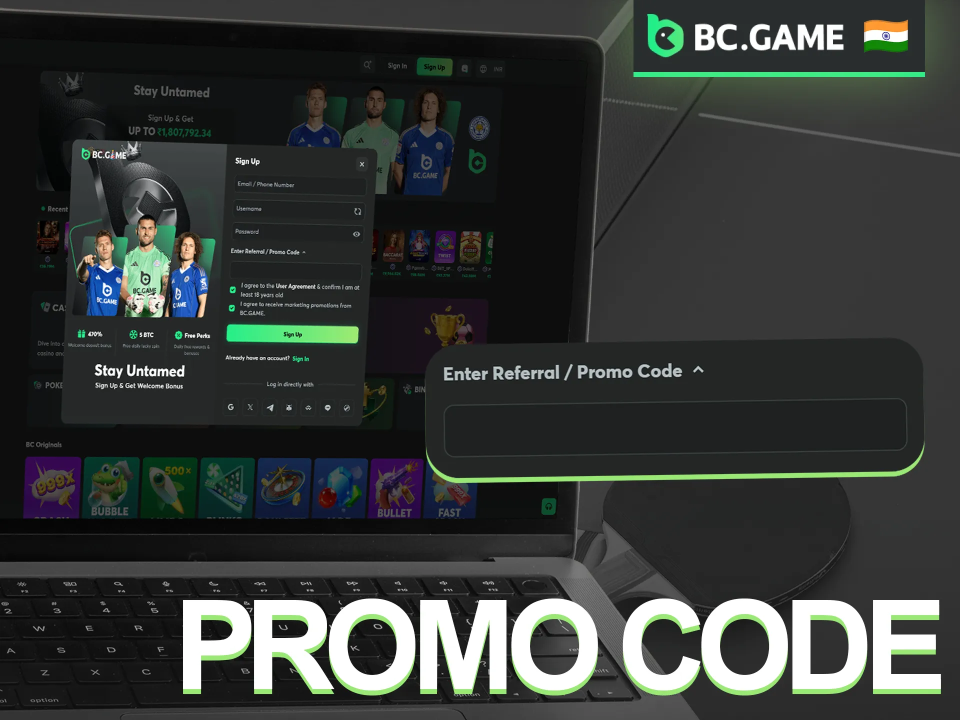 Use the special BC Game promo code to unlock exclusive rewards and offers.