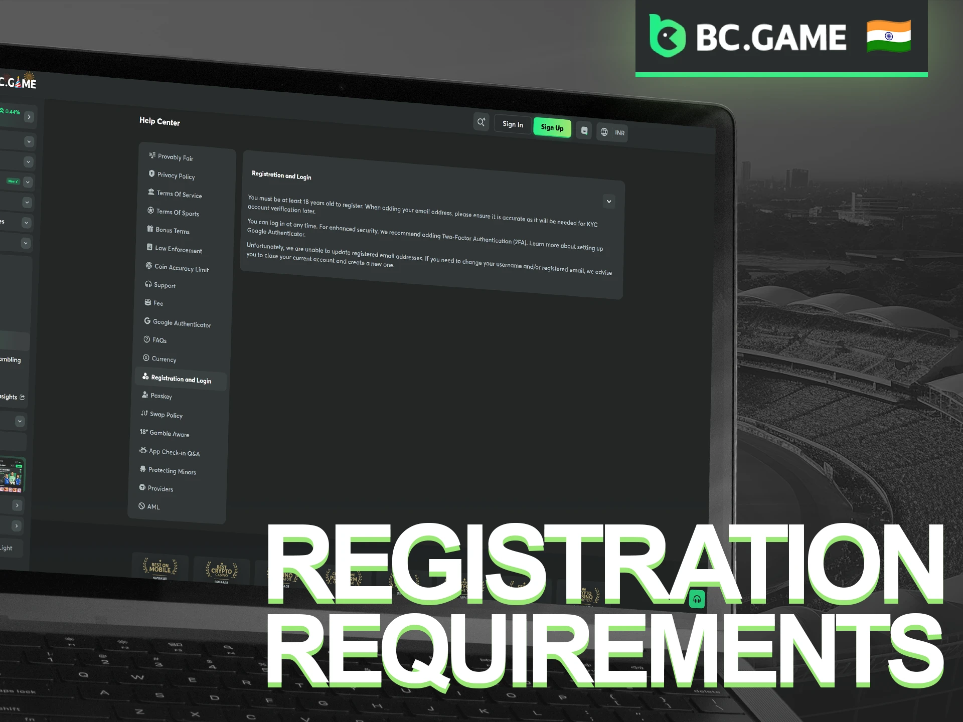 Review the official BC Game registration requirements before creating your account in India.