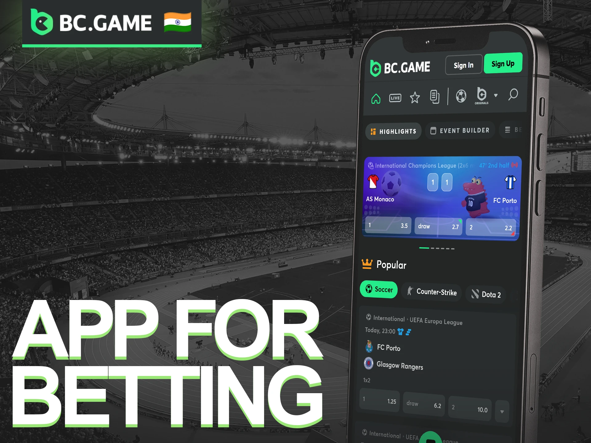 Download the BC Game App for Sports Betting and play on the go.