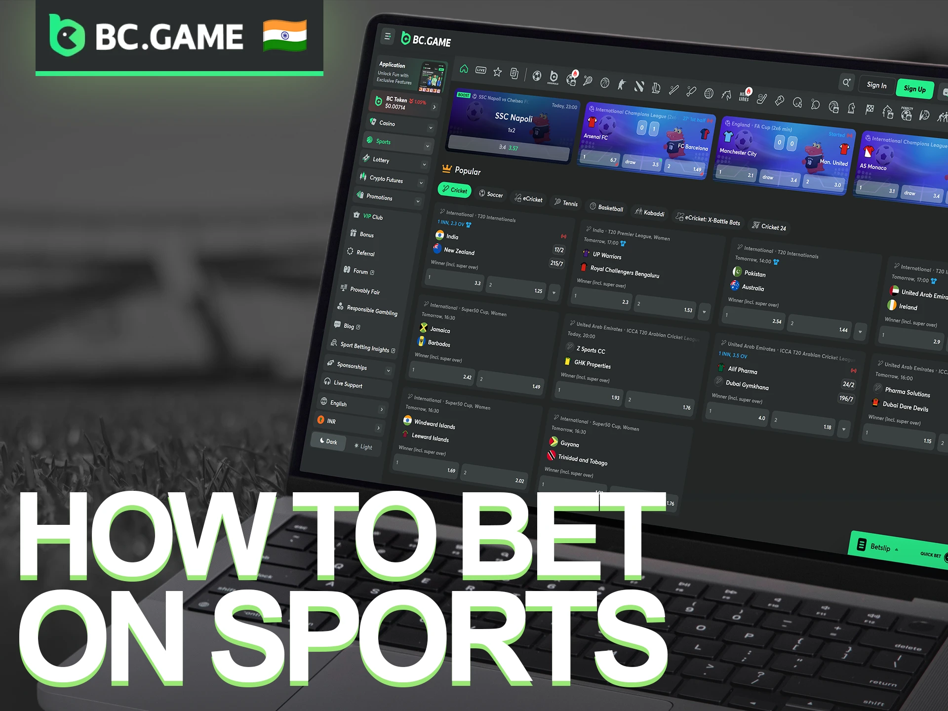 Follow our guide on How to Bet on Sports at the BC Game.