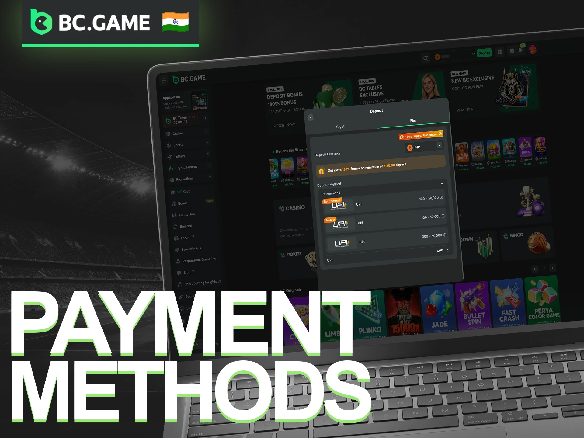 Choose secure BC Game Sports Betting Payment Methods for all your transactions.