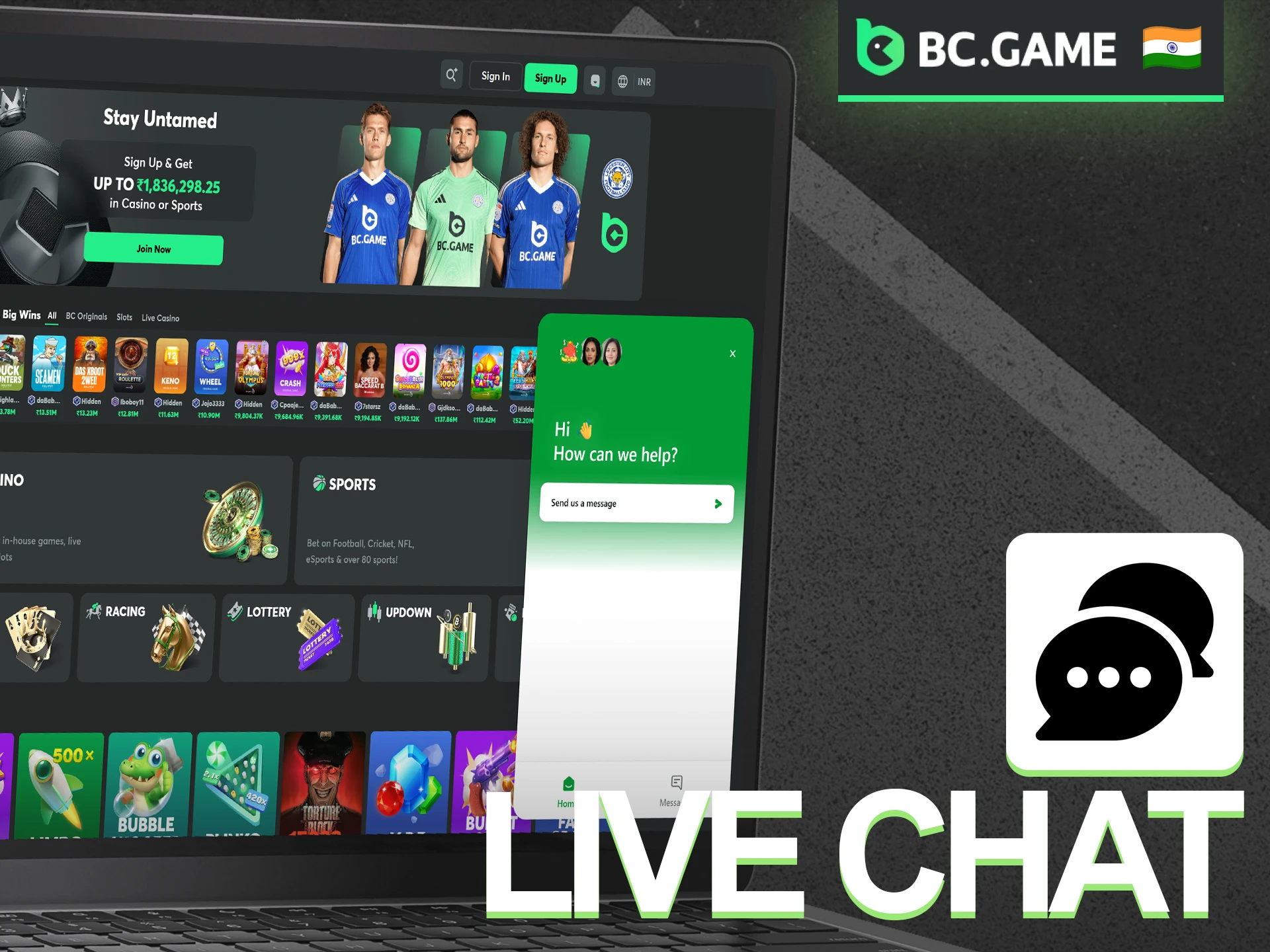 Use the BC Game Live Chat to get instant support and answers.