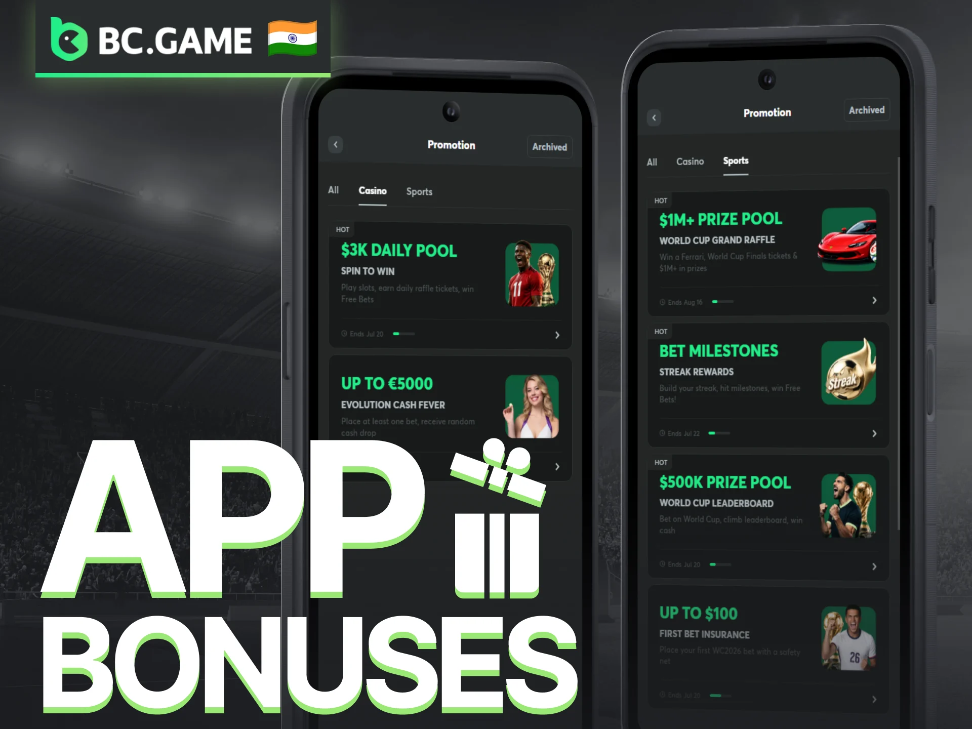 Explore bonuses and promotions available through the BC Game app.