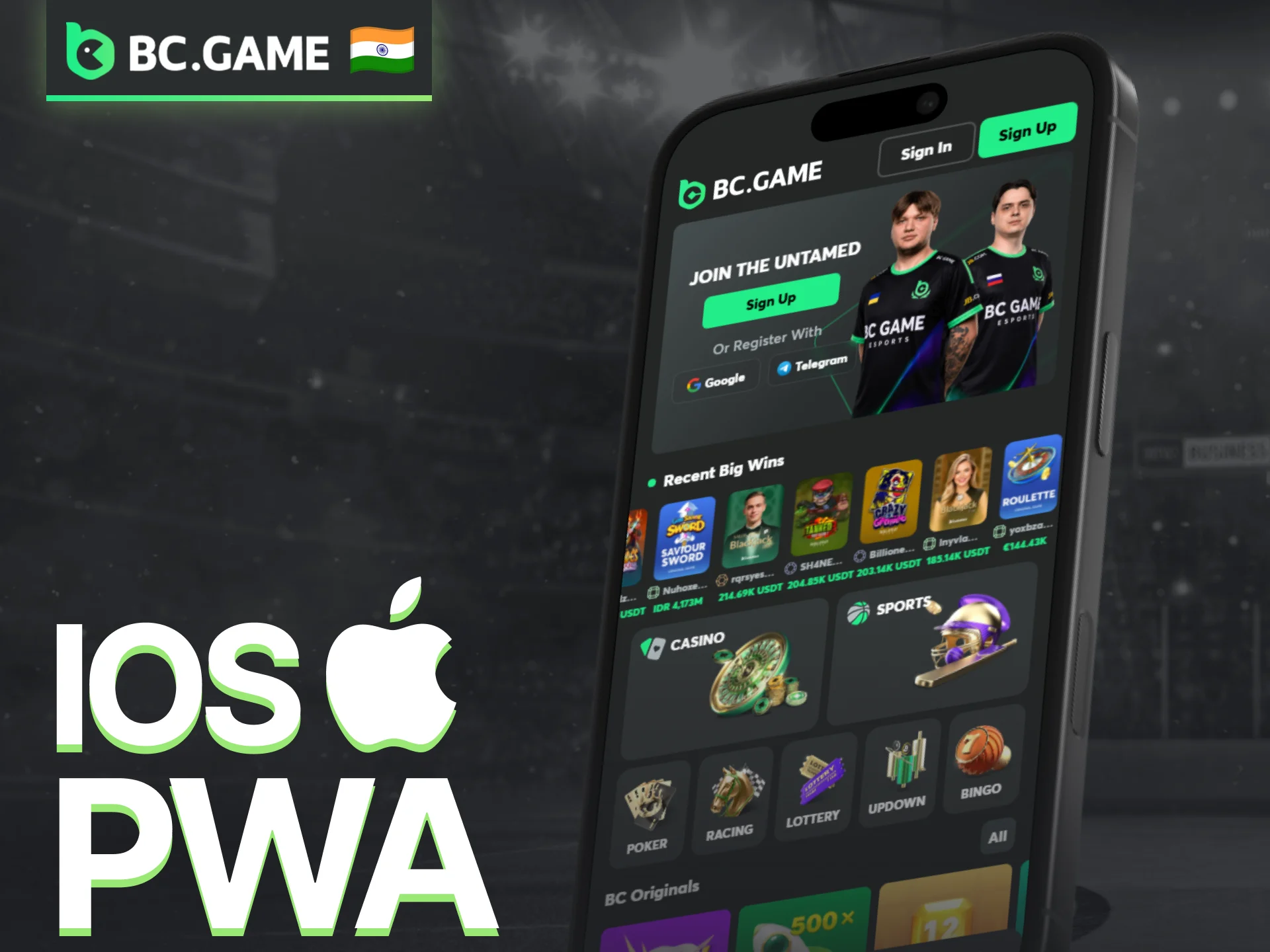 Access the BC Game iOS PWA app directly from your device screen.