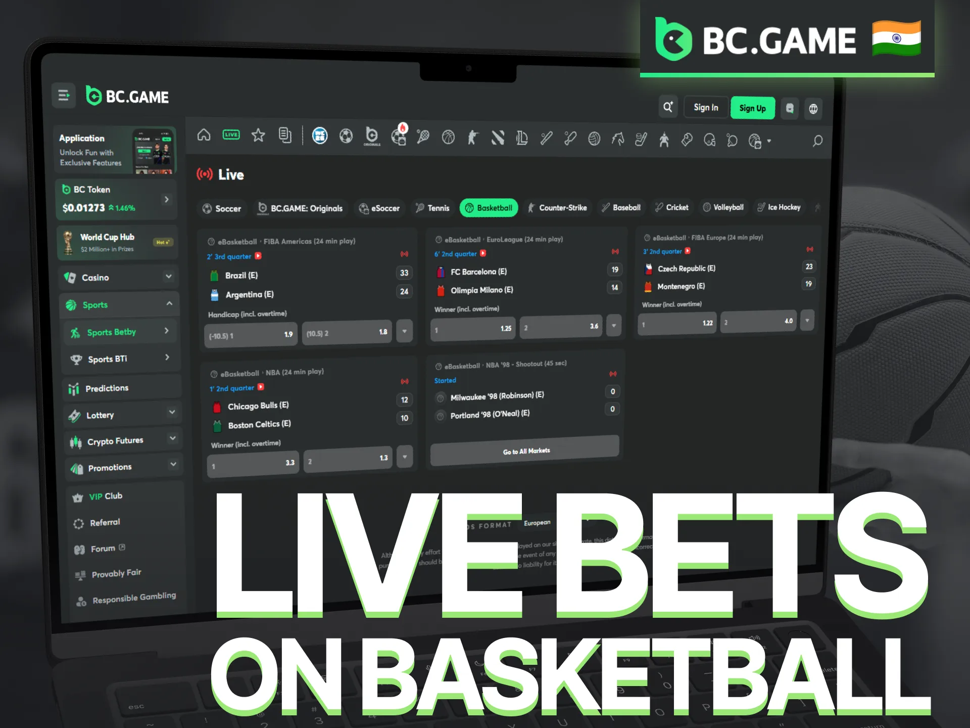 Enjoy live basketball betting with real-time odds on the BC Game platform.