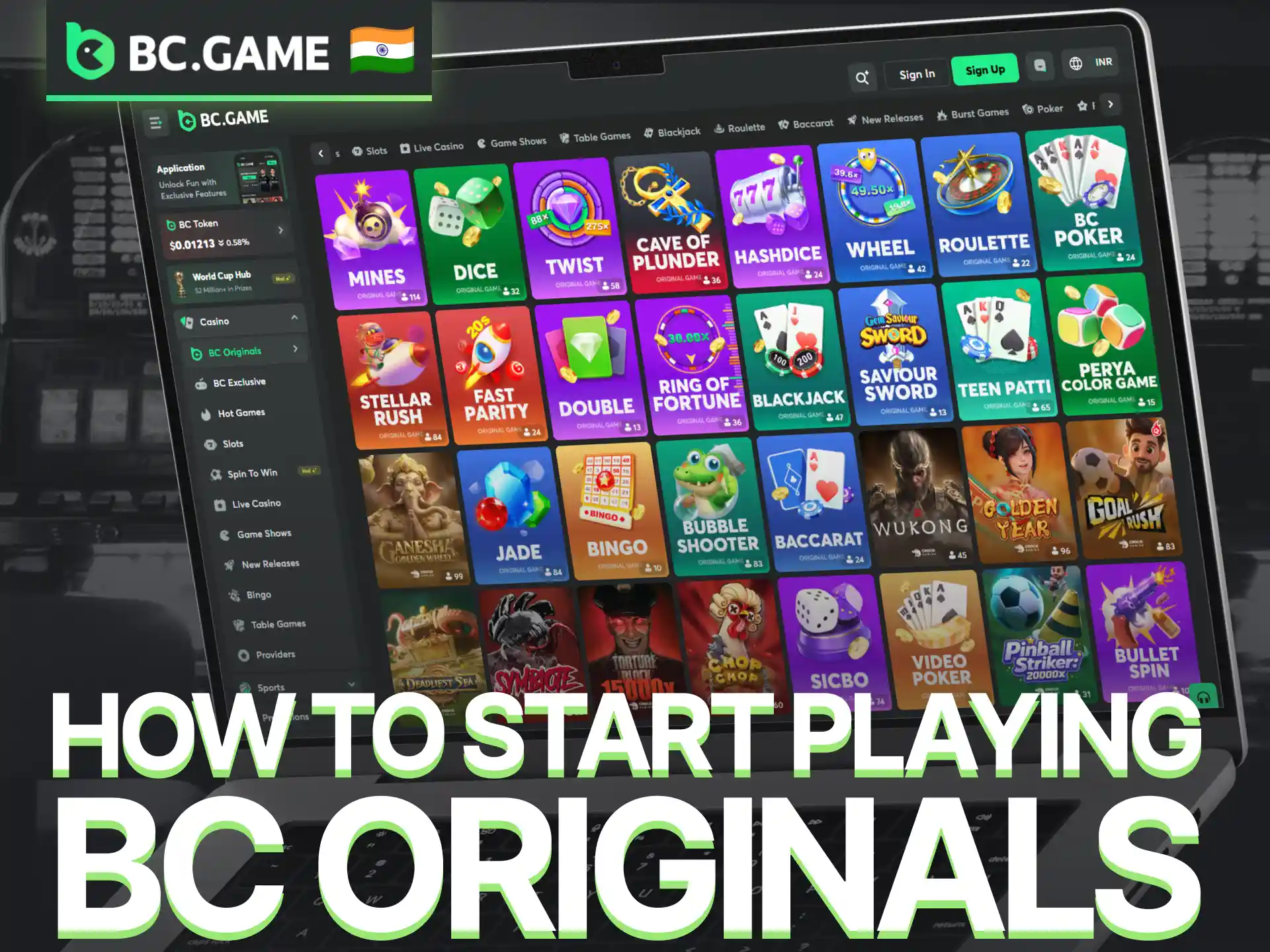 Learn how to start playing BC Originals games on the BC Game platform.