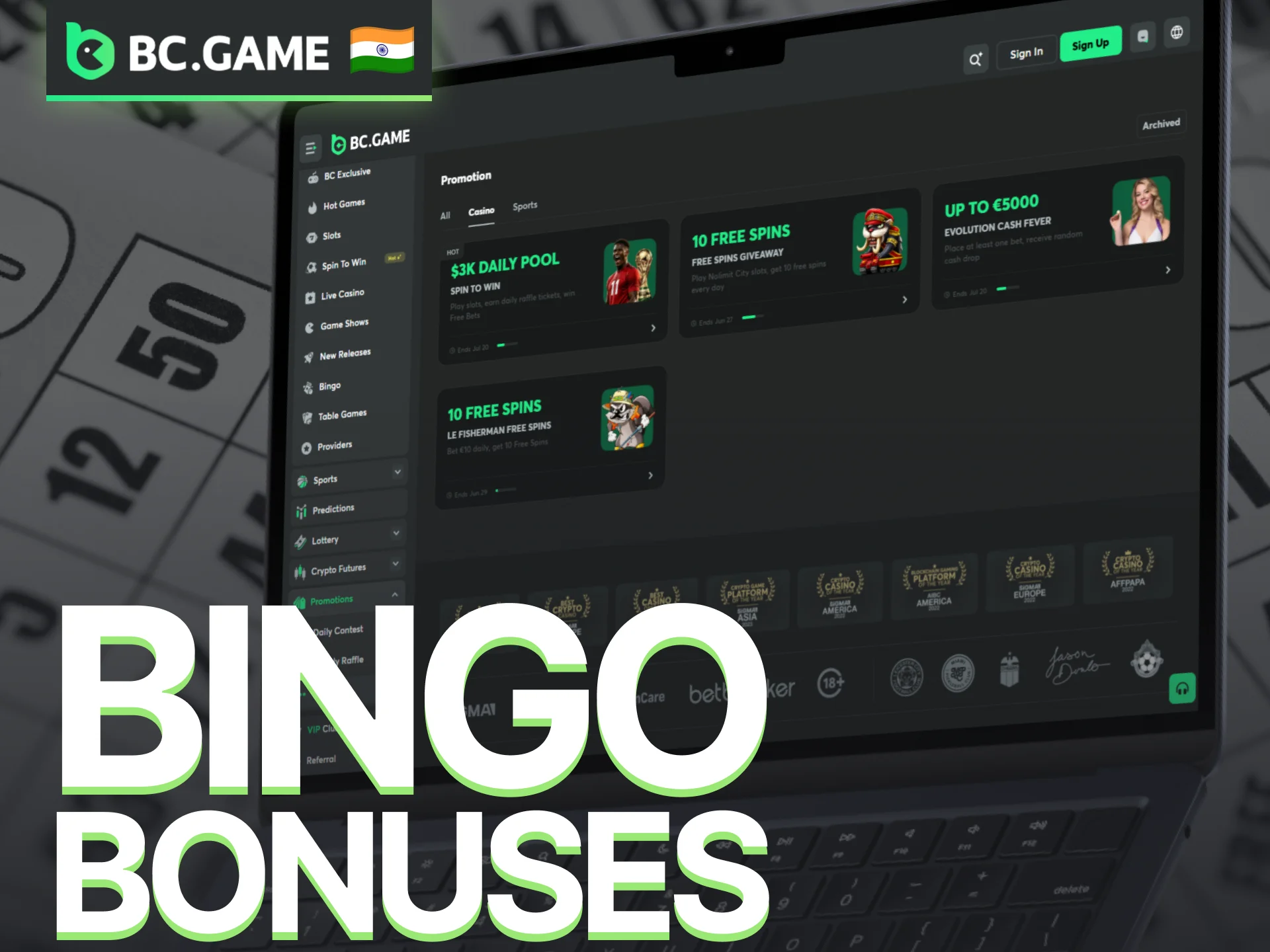 Claim bingo bonuses and promotional offers available on BC Game.
