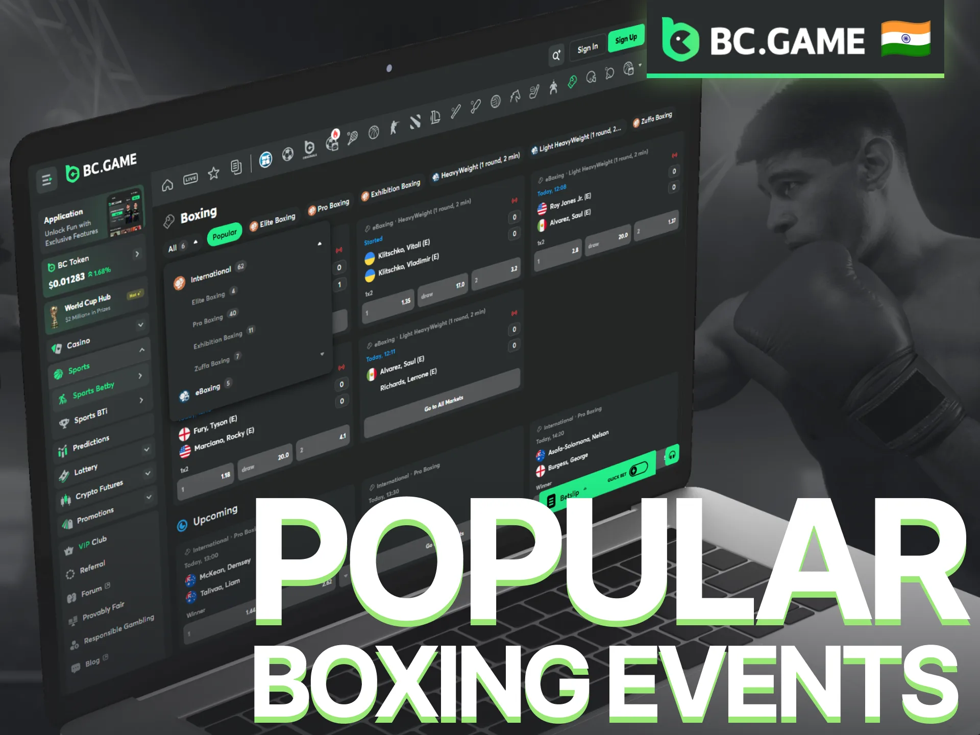 Discover popular boxing events available for betting on BC Game.