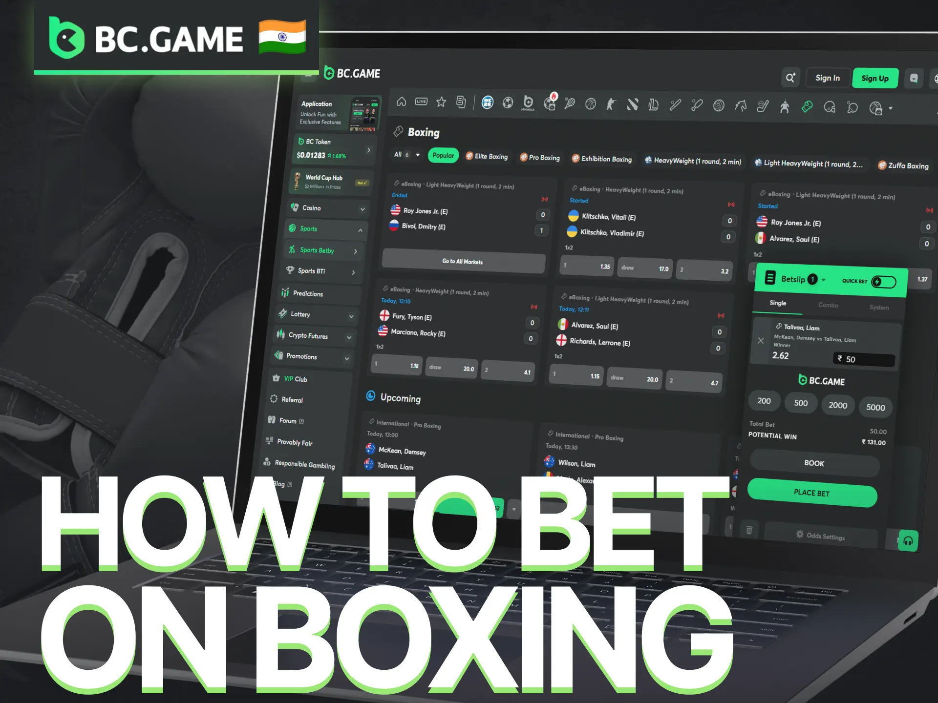 Learn how to place boxing bets through the BC Game sportsbook.