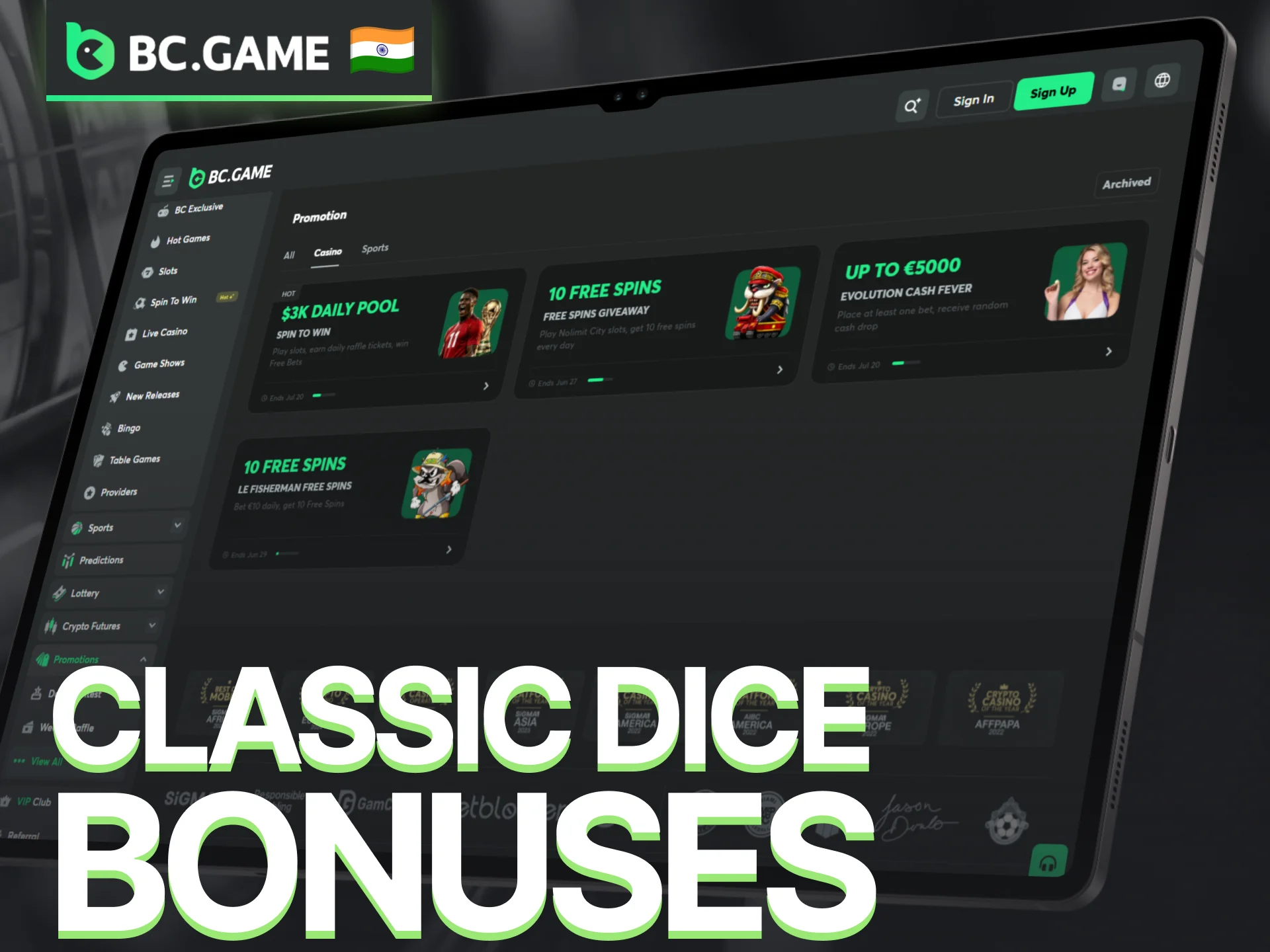 Claim Classic Dice game bonuses and promotions offered by BC Game.