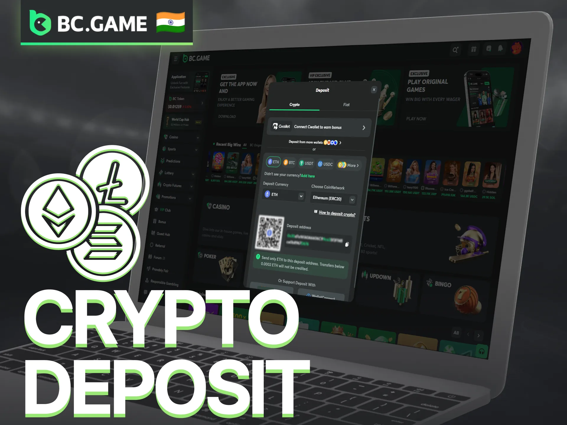 Follow the BC Game cryptocurrency deposit process for secure account funding.