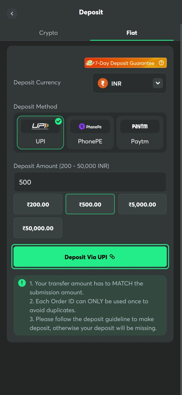 Confirm the transaction details and complete your BC Game deposit.