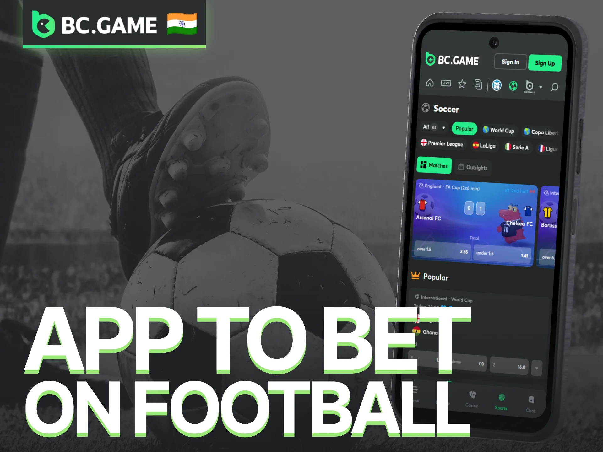 Bet on football through the BC Game app with convenient mobile access.