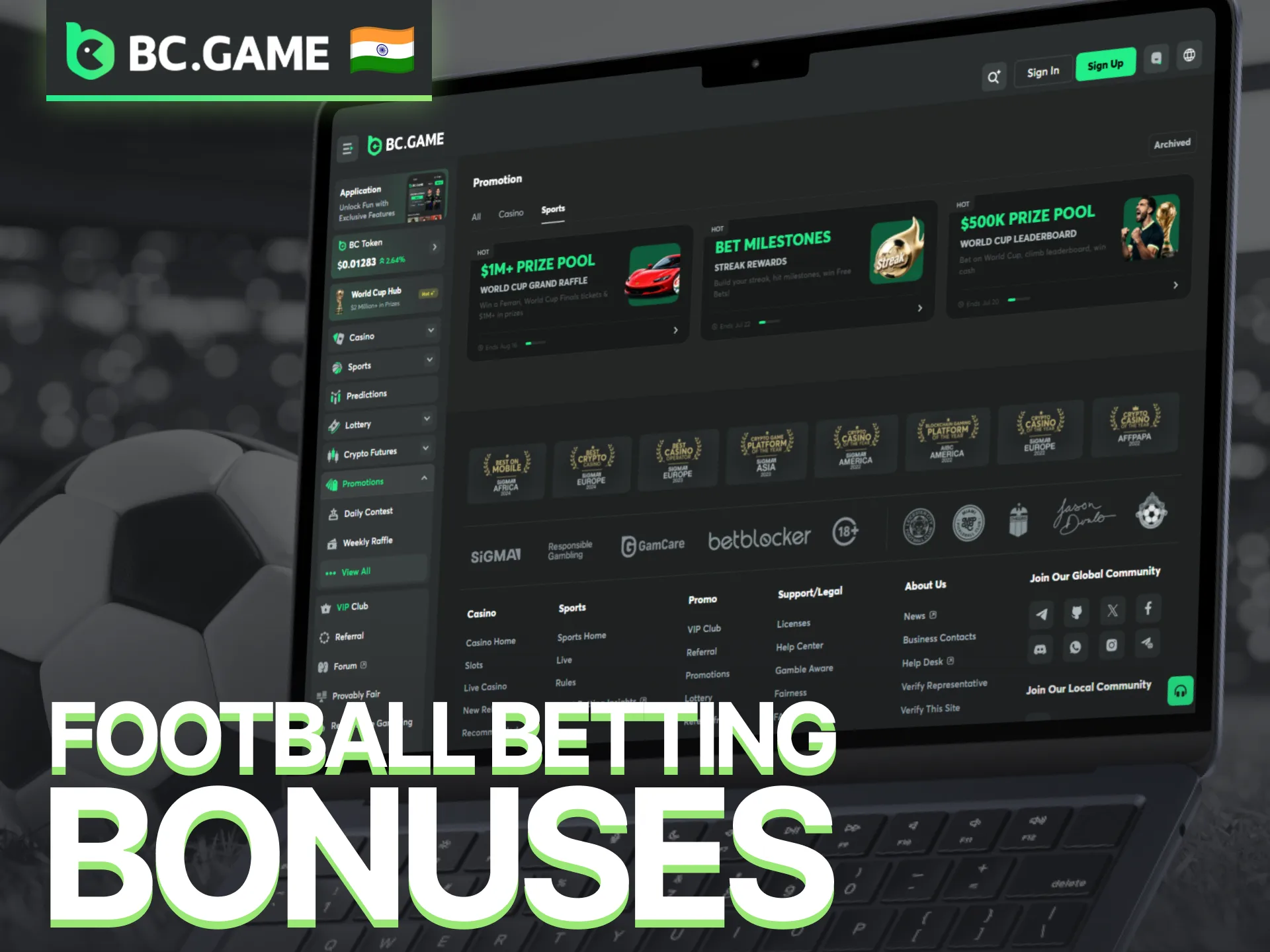 Claim football betting bonuses and promotions available on BC Game.