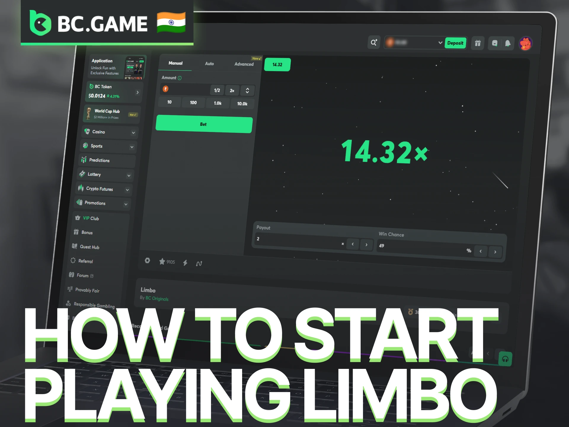 Learn how to start playing Limbo on the BC Game platform.