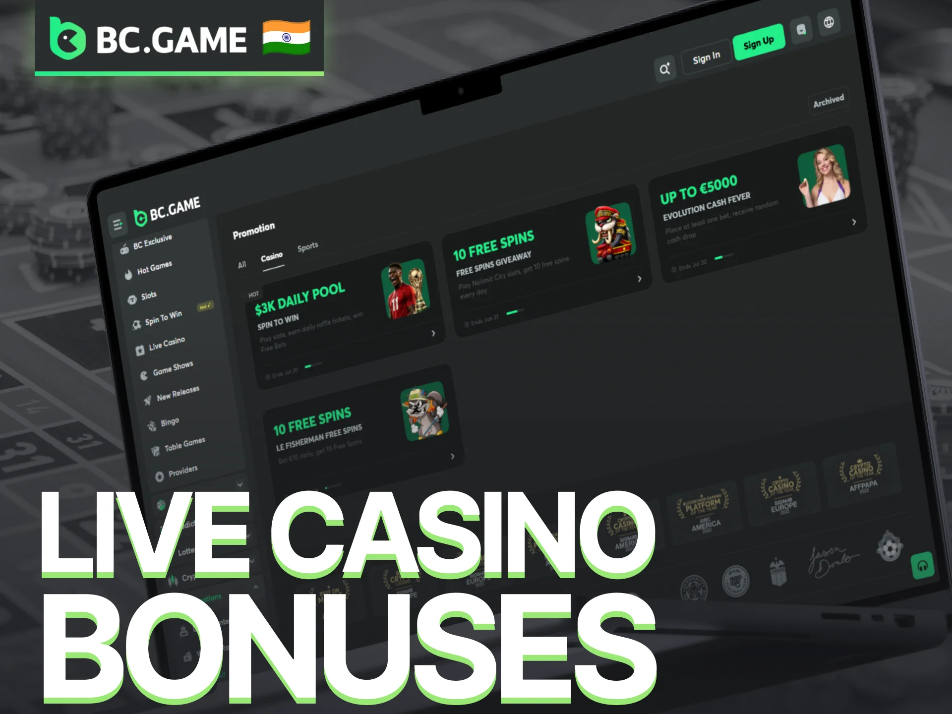 Claim live casino bonuses and promotions available on BC Game.