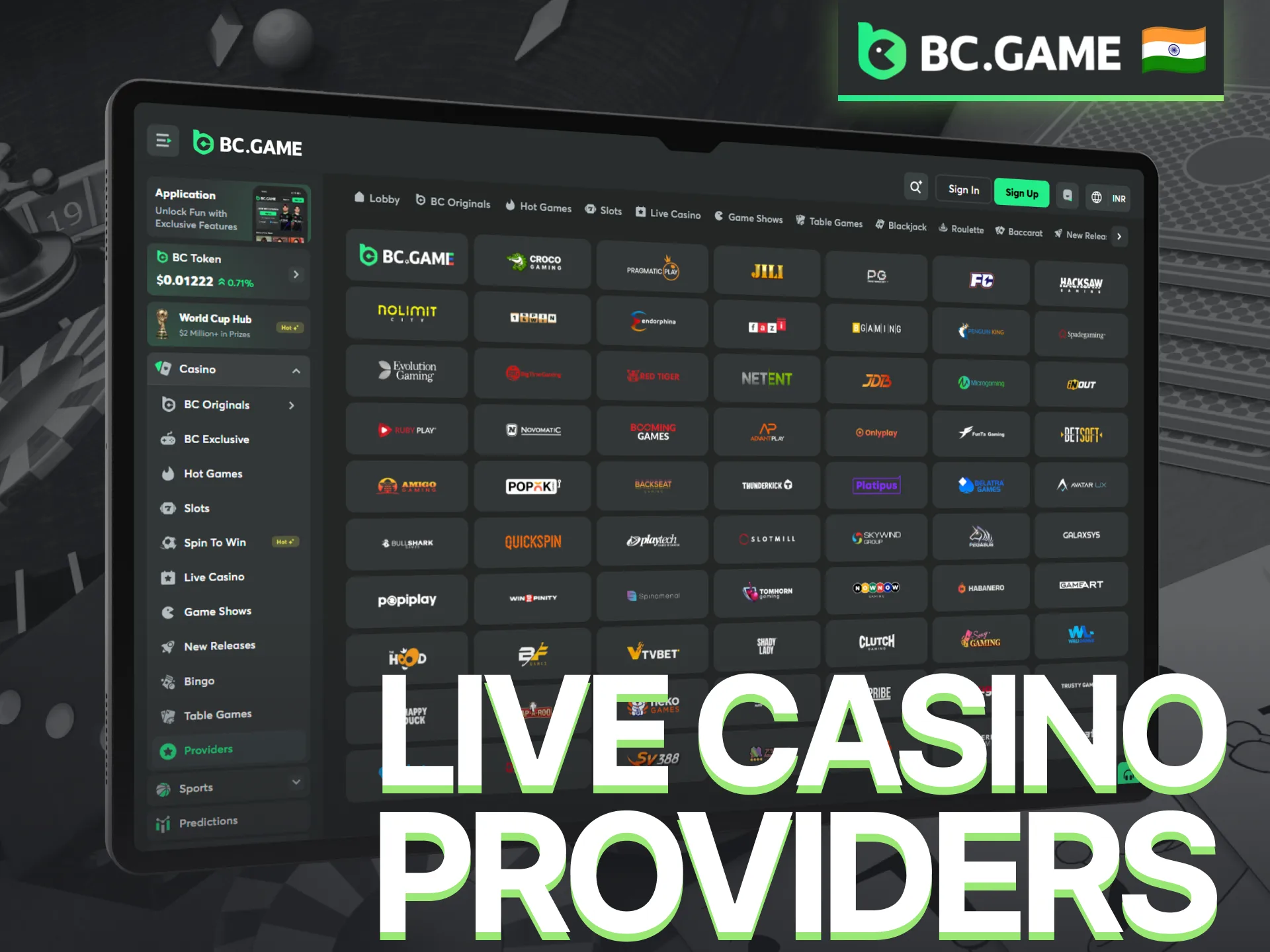Discover trusted live casino providers featured on BC Game.