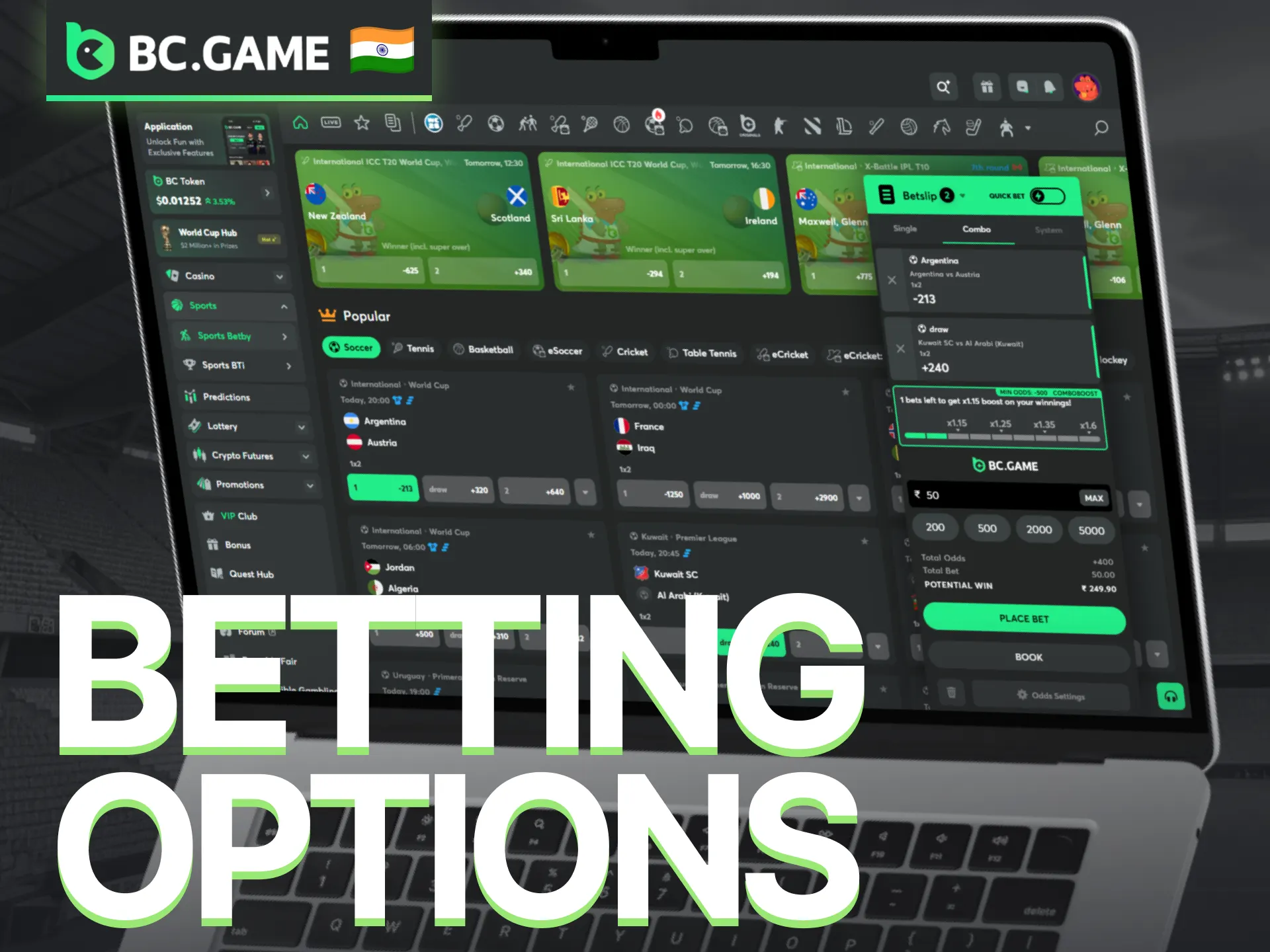 Explore the betting options available through the BC Game platform.