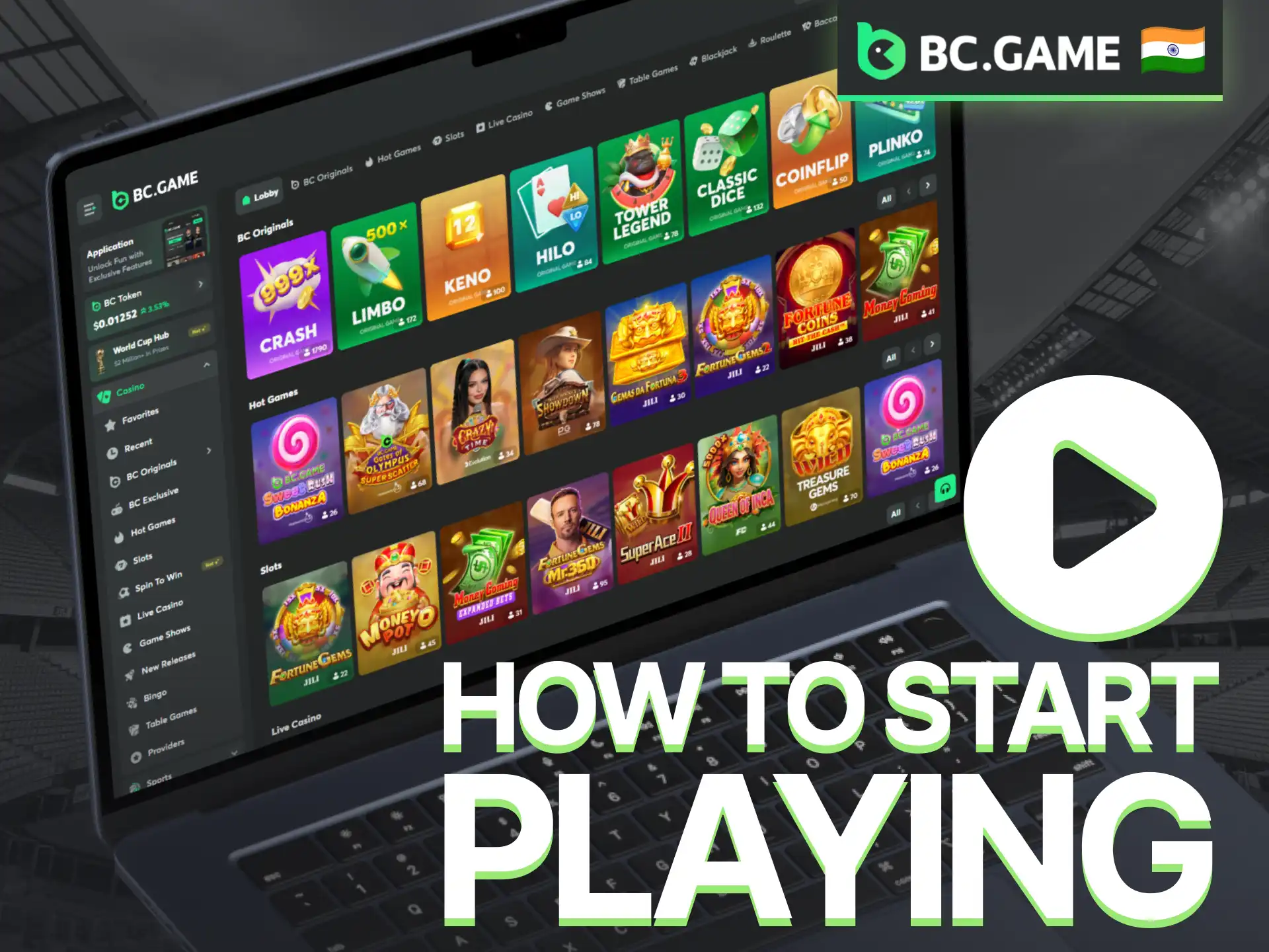 Follow the BC Game onboarding process to start playing quickly.