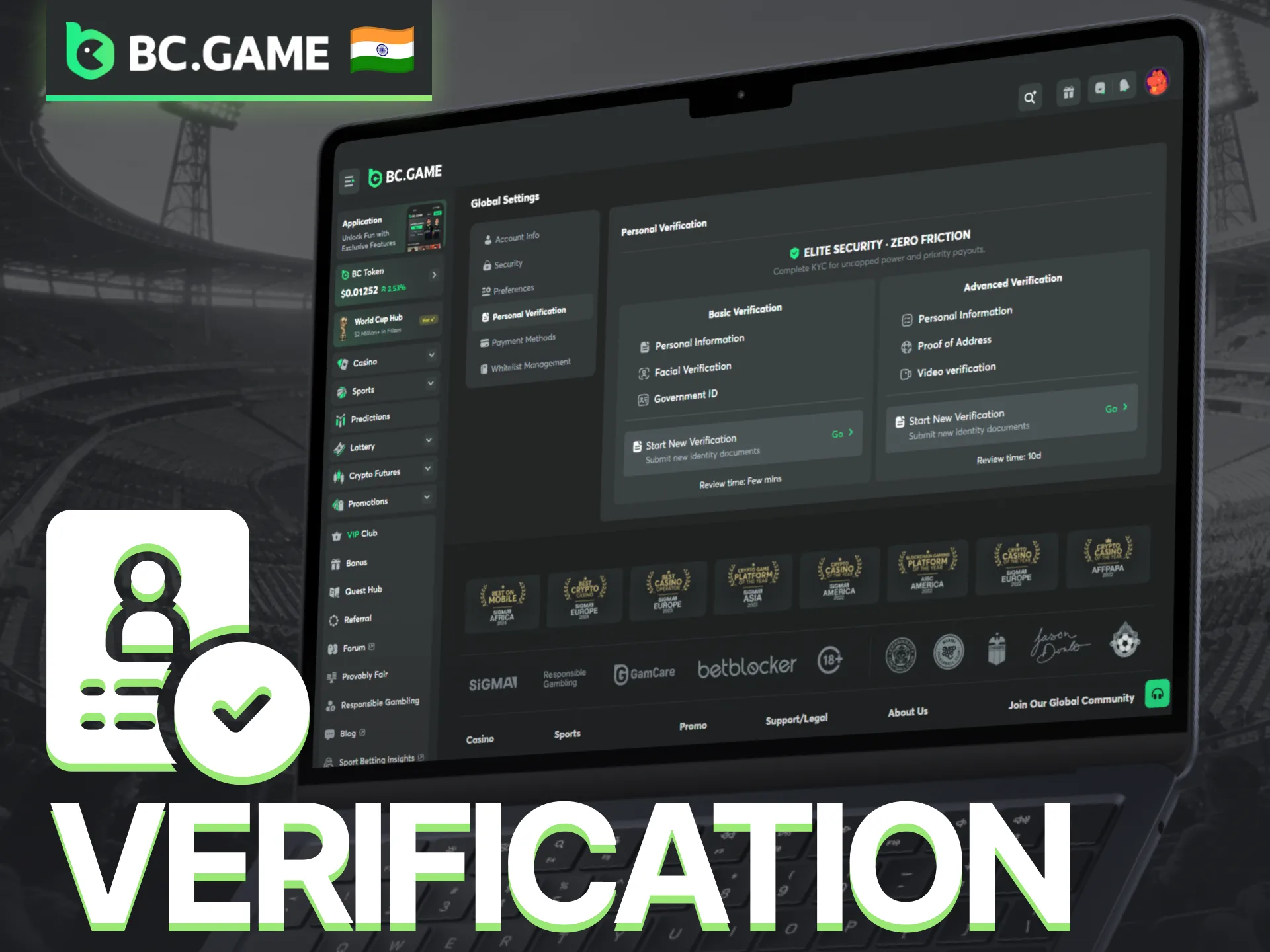Complete the BC Game verification process to secure your account.