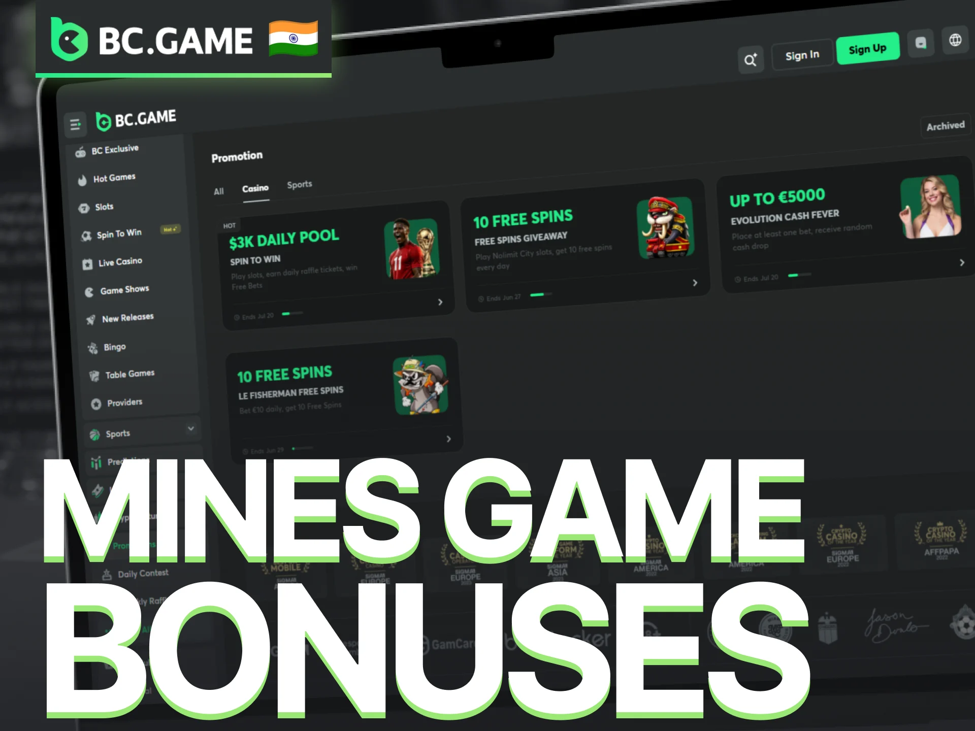 Claim Mines game bonuses and promotions offered by BC Game.