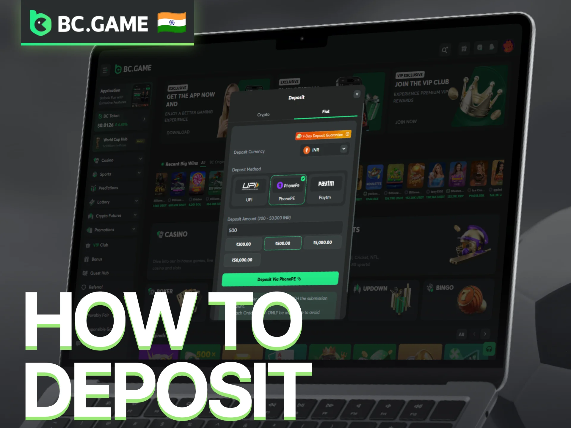 Learn how to make a secure deposit into your BC Game account.