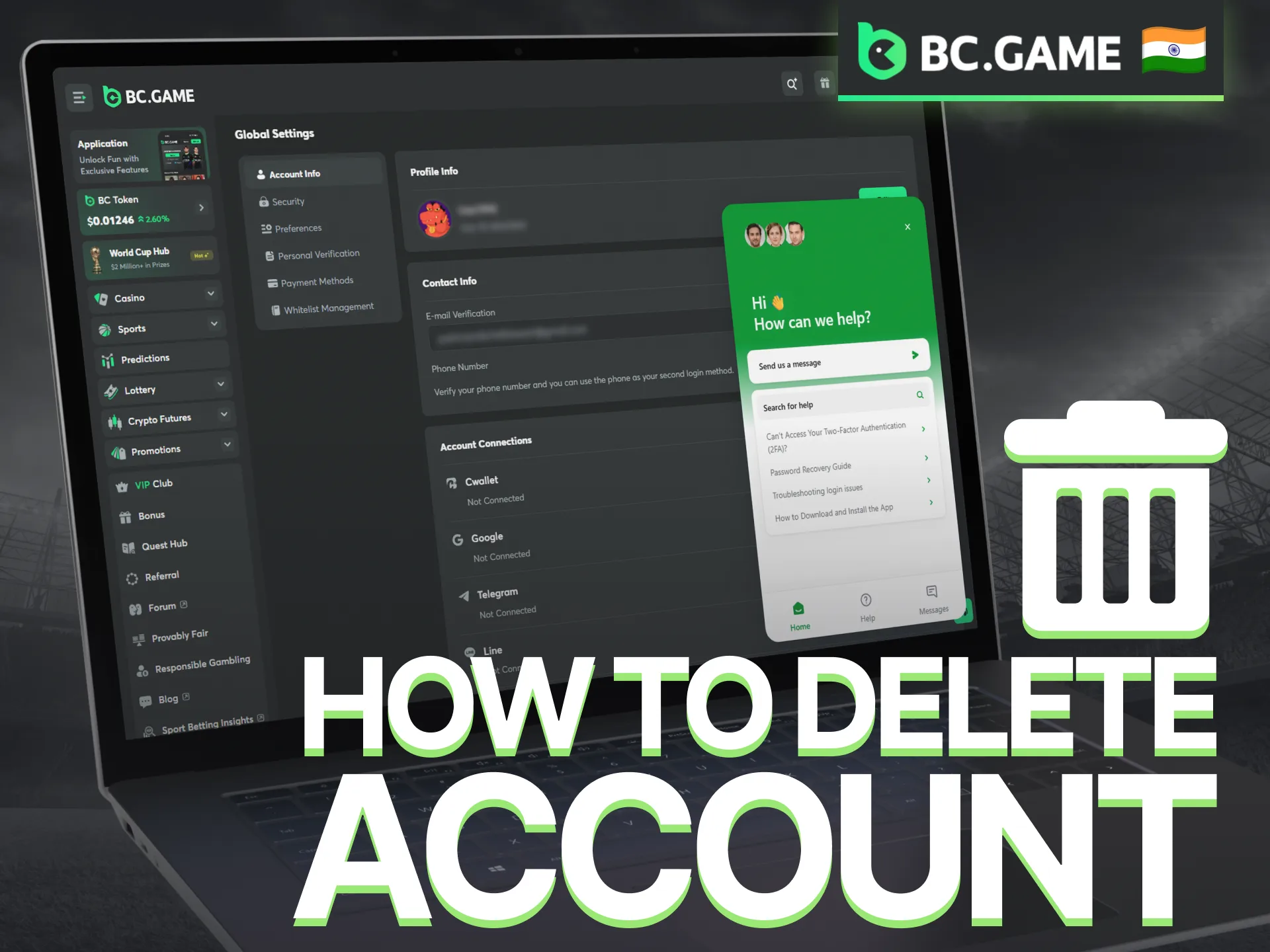Follow the BC Game account closure process if you wish to delete your profile.