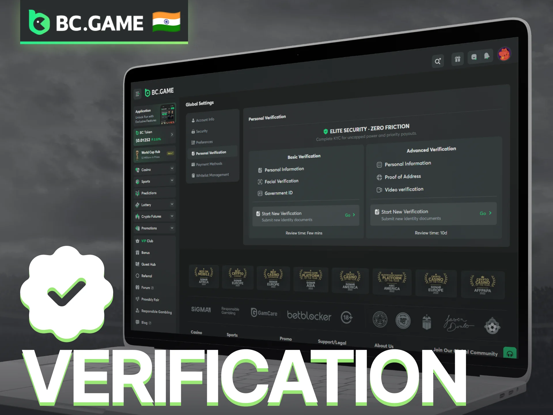 Complete the BC Game verification procedure to secure your account.