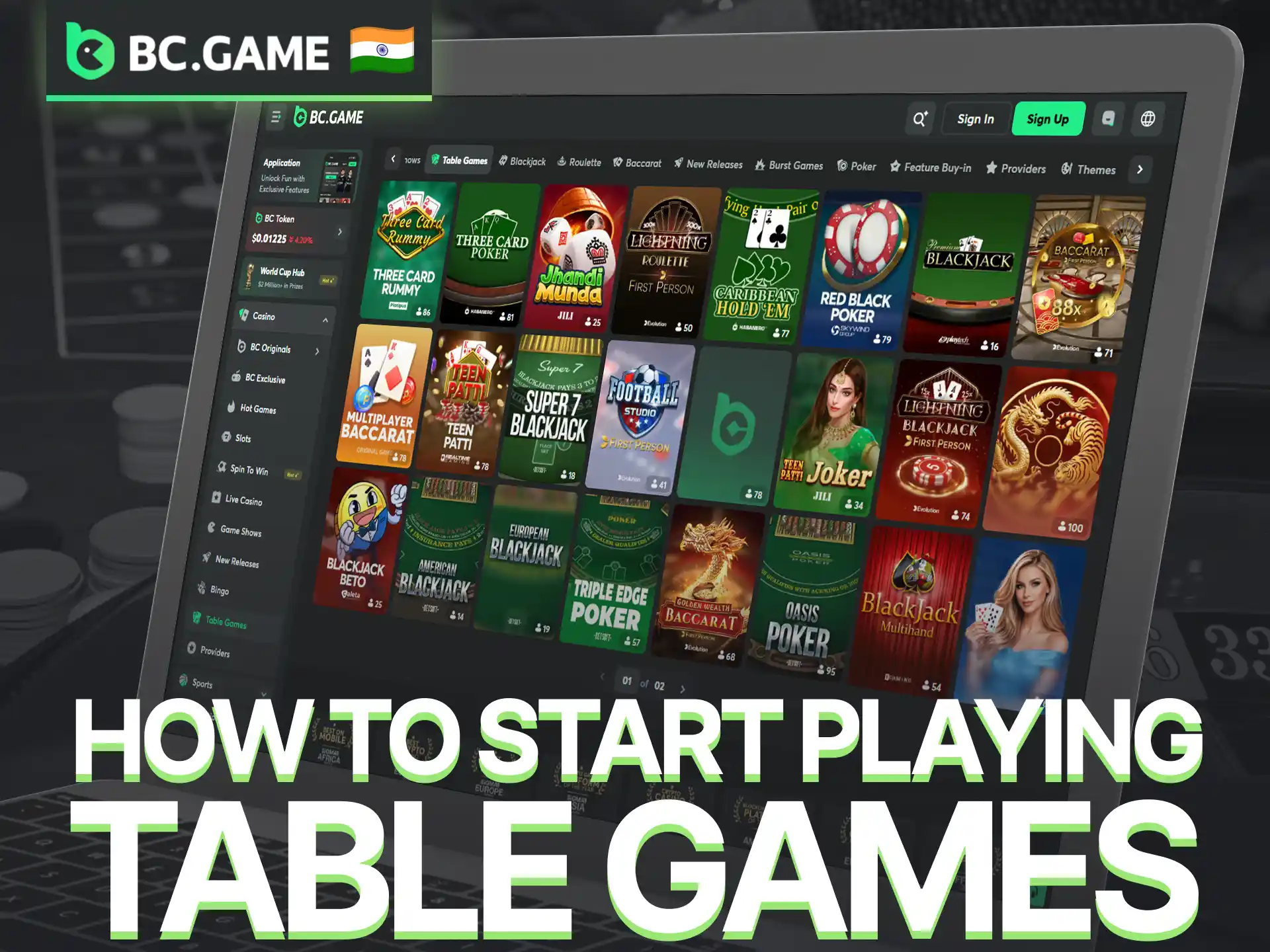 Learn how to start playing table games on the BC Game platform.