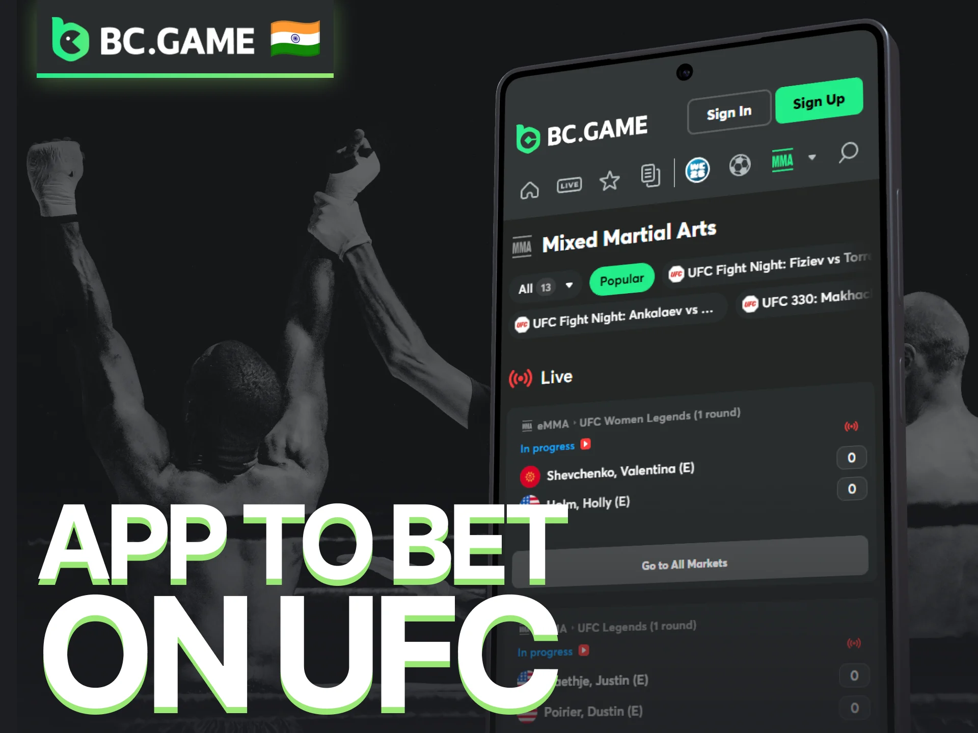 Bet on UFC through the BC Game app with convenient mobile access.