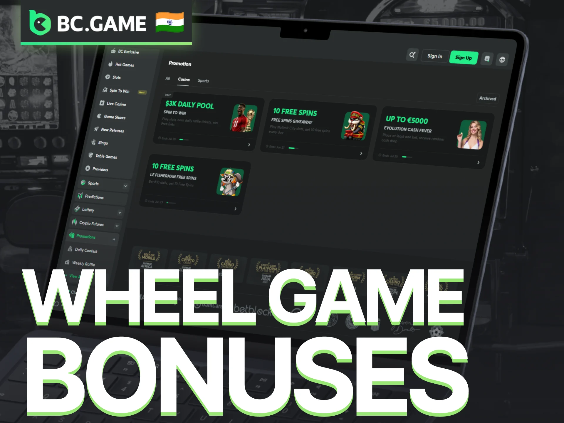 Claim Wheel game bonuses and promotions offered by BC Game.