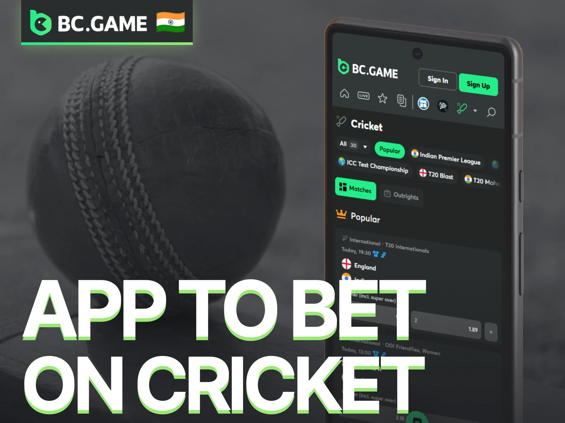 Access cricket betting anytime through the BC Game mobile app.