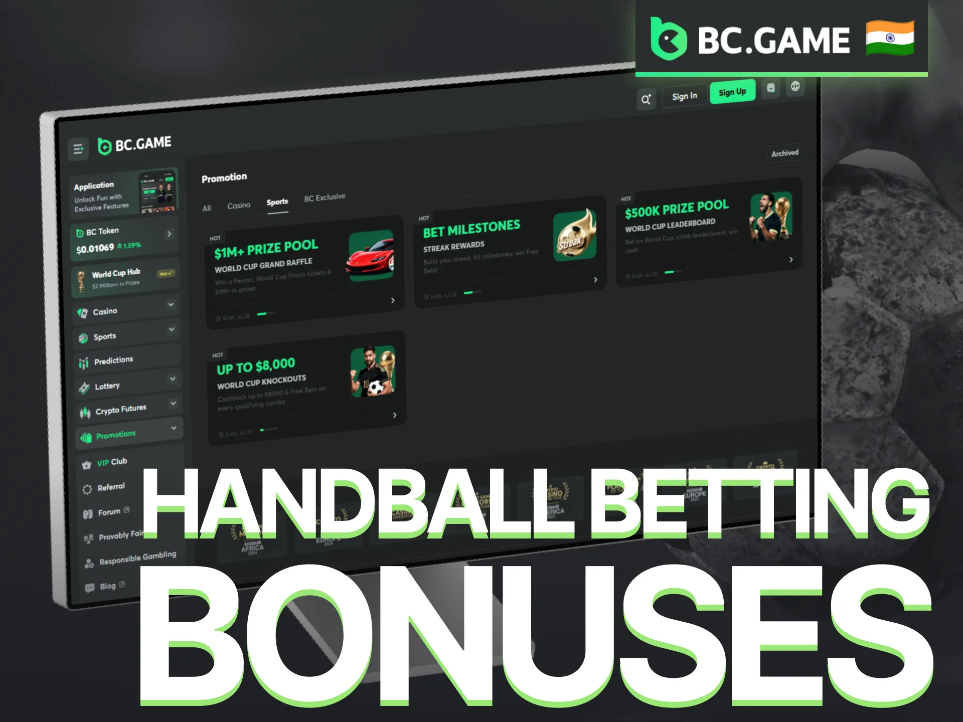 Access exclusive BC Game promotions designed for handball betting fans.