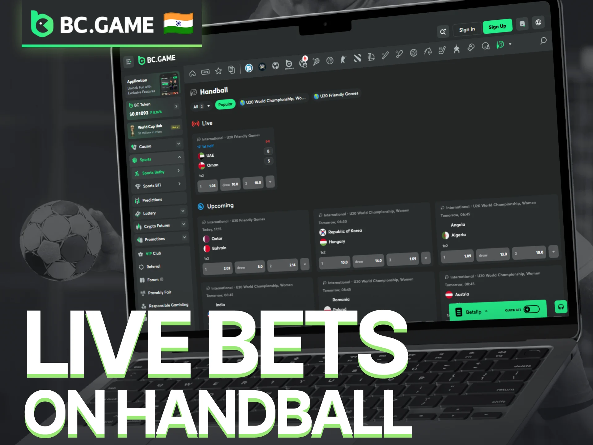 Stay engaged with live handball betting and continuously updated odds on BC Game.