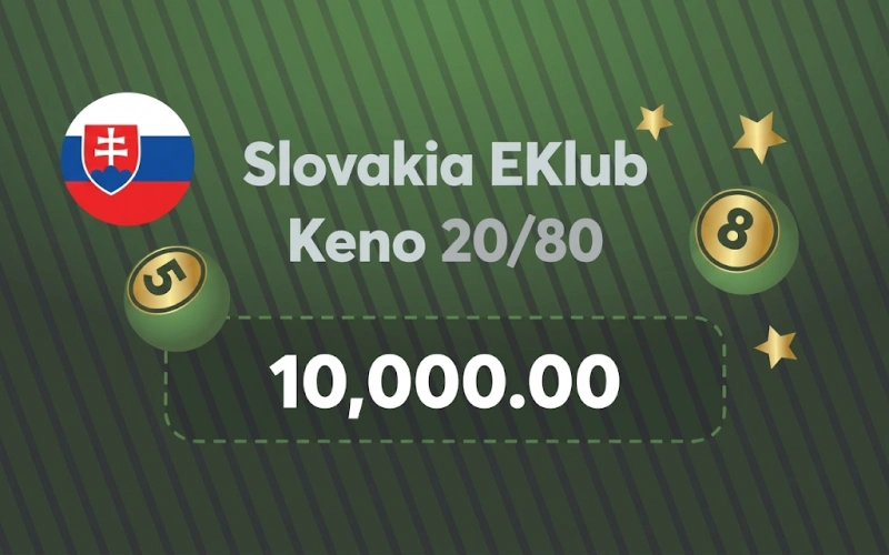 Enjoy Slovakia EKlub Keno 20/80 through the BC Game lottery section.